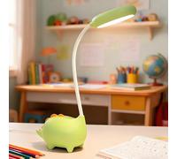 DAJASD Lámpara de Escritorio para Niños, Lámpara de Mesa Dinosaurio with 3 Modos, Lampara Escritorio Infantil, protección ocular de bajo consumo, recargable, regalo para niños y niñas, verde