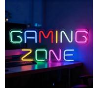 DAJASD Letrero de neón de zona de juegos, luz de neón LED colorida regulable de 32 x 14 cm para decoración de pared con interruptor, luces LED personalizadas para juegos de alimentación USB, para sala
