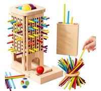 DAJASD Montessori Juego de mesa de madera, juguete educativo 3 en 1, juego de madera para niños con 40 palos de madera de colores, matemáticas y habilidades motoras finas a partir de 3, 4, 5, 6 años