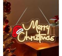 DAJASD Señal de neón de Merry Christmas, 40 x 21 cm, regulable, LED, Merry Christmas, letrero de neón con interruptor, acrílico con alimentación USB, cartel de neón personalizado para Navidad, fiesta