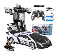 DAJASD Transformador de coche teledirigido juguete, transformador de coche teledirigido con batería y control remoto, robot de coche RC 360 ° rotación regalos niños niñas