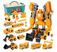 DAJASD Vehículos magnéticos del mundo de la construcción, 35 piezas de juguetes magnéticos para niños, bloques de construcción magnéticos con caja de almacenamiento, juguete magnético para robot de