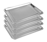 DAJAVE 4 Piezas Bandeja De Horno, Bandeja Horno Acero Inoxidable, Fuente Honda Rectangular, Bandeja Acero Inoxidable para Hornear Cocina, Apta para Lavavajillas 40 x 30 x 2cm