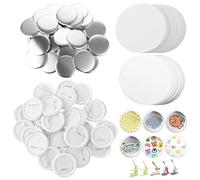 DAJAVE 400 botones de 58 mm en blanco, 58 mm/2,25 pulgadas, botones vacíos, piezas para hacer botones