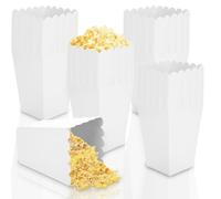 DAJAVE Palomitero, 100 Piezas Cajas de Palomitas, Cubo y Bol de Palomitas para Fiestas, Popcorn Contenedor en Cartón Color Blanco