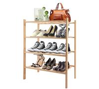 DAJAVE Zapatero de bambú de 4 niveles, estante pequeño para zapatos, para entrada, pasillo, dormitorio, sala de estar