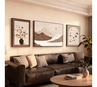 DAJIAYIQI Juego de 3 cuadros grandes con textura y marco, decoración de pared de lienzo estilo vintage, escultura de pared bohemia, obras de arte modernas para sala de estar, dormitorio(C,90 * 70CM)