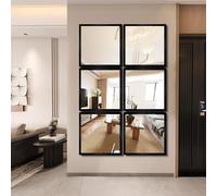DAJIAYIQI Juego de 6 Espejos Negros para baño, Espejos Decorativos geométricos, Espejos Colgantes para tocador, Dormitorio, Entrada, Pasillo y Sala de Estar(30cm)