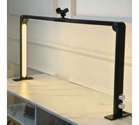 DAJIAYIQI Lámpara de media luna para mesa de uñas - Lámpara de escritorio tríptica de 34" con soporte para teléfono, marco LED cuadrado para manicura, 3 temperaturas de color (3000k-6000k)(Black)