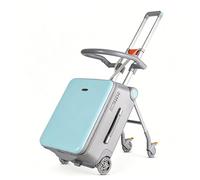 DAJIAYIQI Maleta Infantil con Asiento, Equipaje de Viaje con Ruedas y Asiento para niños, Maleta Tipo Trolley para niños pequeños; Ideal para la Escuela, la Oficina, Viajes de Placer(Blue)