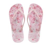 Dajingkj Chanclas de dedos para mujer, diseño de pintura artística, chanclas de baño, sandalias de verano, playa, pantuflas de ducha coloridas, Flores rosas., 37 EU