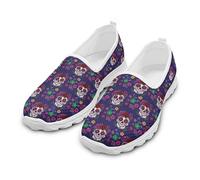 Dajingkj Zapatillas de malla para mujer, zapatos clásicos de verano, para caminar, adolescentes, niñas, ligeras, transpirables, de malla, Flor de calavera, 41 EU
