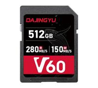 DAJINGYU Tarjeta SD de 512 GB UHS-II V60 U3 Clase 10 Tarjeta de memoria de alta velocidad de lectura de hasta 280 MB/s 4K Ultra HD UHD Video compatible con cámara digital DSLR Canon Nikon Sony Pentax