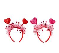Dajiopao 2 diademas de corazón rojo, cinta para el día de San Valentín, diadema roja con lentejuelas, accesorios para el cabello, disfraces de San Valentín, accesorios para fotos, festivales