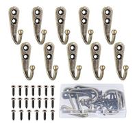 DAJMAIEZ 10 Piezas Ganchos Percheros de Pared, Gancho Simple Vintage de Metal, Antiguos Ganchos de Retro con Tornillos para Ropa Sombrero Dormitorios Cocina Baños Dormitorio, bronce