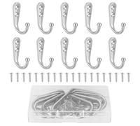 DAJMAIEZ 10 Piezas Ganchos Percheros de Pared, Gancho Simple Vintage de Metal, Antiguos Ganchos de Retro con Tornillos para Ropa Sombrero Dormitorios Cocina Baños Dormitorio, plata