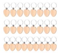 DAJMAIEZ 25 Piezas Llaveros de Madera en Blanco Personalizada, Llaveros DIY con Anillos, Rodajas de Madera para Manualidades y Grabado Pirograbado (en forma de corazón)