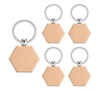 DAJMAIEZ 25 Piezas Llaveros de Madera en Blanco Personalizada, Llaveros DIY con Anillos, Rodajas de Madera para Manualidades y Grabado Pirograbado (Hexágono)