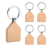DAJMAIEZ 25 Piezas Llaveros de Madera en Blanco Personalizada, Llaveros DIY con Anillos, Rodajas de Madera para Manualidades y Grabado Pirograbado (En forma de casa)