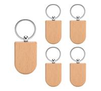 DAJMAIEZ 25 Piezas Llaveros de Madera en Blanco Personalizada, Llaveros DIY con Anillos, Rodajas de Madera para Manualidades y Grabado Pirograbado (Semicírculo)