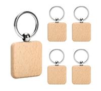 DAJMAIEZ 25 Piezas Llaveros de Madera en Blanco Personalizada, Llaveros DIY con Anillos, Rodajas de Madera para Manualidades y Grabado Pirograbado (Cuadrada)