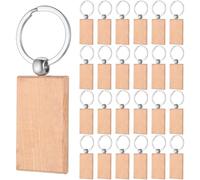 DAJMAIEZ 25 Pzs Llaveros de Madera Rectangular para Grabado y DIY