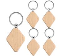 DAJMAIEZ 25 Pzs Llaveros de Madera Rombo para DIY y Grabado