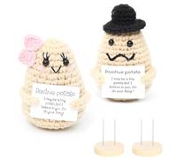 DAJOOEE 2 paquetes de patatas positivas con junta, amuleto de la suerte, regalo para mujeres y hombres, lana de punto creativa, muñeca de patata positiva, regalos de animación