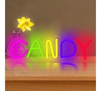 DAKABUKA Cartel de neón LED regulable en forma de caramelo con USB, letrero luminoso para tienda de dulces, tienda de caramelos, tienda de aperitivos, tienda de dulces, habitación infantil, dormitorio