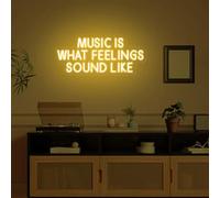 DAKABUKA La música es como suenan los sentimientos: letrero de neón para decoración de pared, luz blanca cálida de neón con letras, ideal para estudios de grabación, ubicaciones de música en vivo