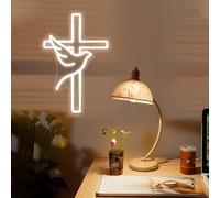 DAKABUKA Letrero de cruz de neón para decoración de pared, paloma de la paz, luz de neón, regulable, cruz de Pascua LED, placa luminosa para dormitorio, hogar, habitación, festival, fiesta, decoración