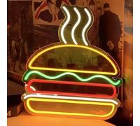 DAKABUKA Letrero de Hamburguesa de Neón para Decoración de Pared, Atenuable, Luz de Neón LED, Iluminación de Comida, Cartel de Hamburguesa para Tienda, Restaurante, Casa, Bar, Habitación de Niños