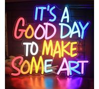 DAKABUKA Letrero de neón colorido con texto en inglés "It's A Good Day to Make Some Art" para decoración de pared, pintura de neón, luz de neón, multicolor, letra de inspiración, letrero iluminado