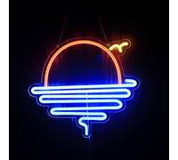 DAKABUKA Letrero de neón con forma de puesta de sol y amanecer, intensidad regulable, para decoración de pared, habitación, habitación, cueva, oficina, bar, fiesta de cumpleaños, Navidad (azul rojo)