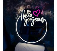 DAKABUKA Letrero de neón Hello Gorgeous con luces de neón alimentado por USB para dormitorio, habitación de niñas, fiesta, estudio, tienda, decoración ideal para cumpleaños (50 x 39 cm)
