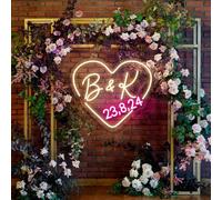 DAKABUKA Letrero de neón personalizado para boda, con iniciales de nombre para decoración de pared, luces personalizadas para dormitorio, decoración del hogar, fiestas de cumpleaños, letrero de neón