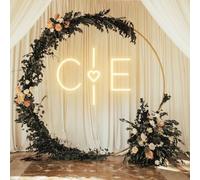 DAKABUKA Letrero de neón personalizado para boda, iniciales personalizadas con corazón, letreros de neón, letras de apellido, luz de neón para recepción, telón de fondo, decoración de aniversario