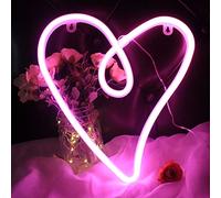DAKABUKA Letreros de neón con forma de corazón de amor, luces LED nocturnas con forma de corazón, para decoración de pared, letreros USB o pilas para dormitorio, cumpleaños, fiesta, día de San