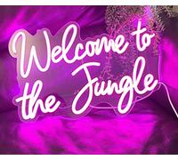 DAKABUKA Letreros de neón LED de bienvenida a la selva, luces de neón rosas para decoración de pared, letrero de luz USB para jardín, hogar, porche, tienda, Navidad, sala de estar, decoración de bar
