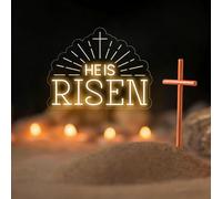 DAKABUKA Letreros de neón para decoración de pared, cruz cristiana de neón blanco cálido, luz para celebración de Pascua, resurrección de Jesús, fe religiosa, decoración del hogar, fiesta, Pascua