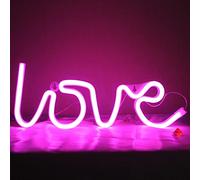 DAKABUKA - Panel de neón LED de amor con USB, batería de luz nocturna de amor para decoración de San Valentín, Navidad, cumpleaños, habitación de niña, salón (rosa)