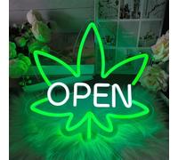 DAKABUKA Placa de luz de neón de hoja verde, luz LED de neón para decoración de pared, luces de plantas regulables para cueva, club, bar, fiesta, decoración de hotel