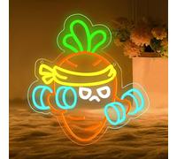 DAKABUKA Señal de Neón Multicolor de Zanahoria Levantar el Peso de Acrílico 50 cm Decoración Deportiva Informal para Pared LED