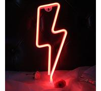 DAKABUKA - Señales de neón con forma de rayo, luces nocturnas de rayo para decoración de pared, USB o batería, para dormitorio, habitación de niños, sala de estar, bar, Navidad (rojo)