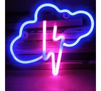 DAKABUKA Señales de Neón de Nubes y Rayos, Lámpara LED de Pared Bolt con Decoración de Neón, USB o Batería, para Salón, Bar, Navidad, Habitación Infantil, Sala de Juegos