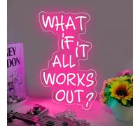 DAKABUKA What if it All Works Out - Cartel de neón LED rosa positivo, decoración de pared para fiestas, bares, habitaciones, regalos personalizados para hijas, amigos, niñas