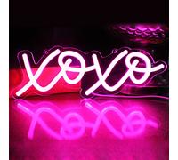 DAKABUKA XOXO - Letrero de luz LED de neón rosa para decoración de pared, letreros iluminados para regalo de cumpleaños, dormitorio de niños, fiesta, hotel, restaurante, bar (alimentado por USB)