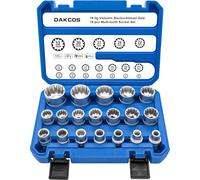 DAKCOS 1/2" Juego de 19 Llaves de Multidiente Vasos，8-32 mm, Juego de Llaves de Vaso XZN Para Perfiles de 12 y 6 Caras, CR-V