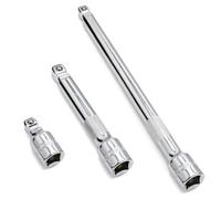 DAKCOS 1/2" Juego de 3 extensiones basculante Alargadores de Llave de Vaso con Cabezal Giratorio, Cr-V