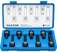 DAKCOS 1/2" Juego de 8 Llaves de Vaso con Puntas Multidientes XZN, M12-M18, Juego de Vasos de Estriada Cuadrada Triple,CR-MO